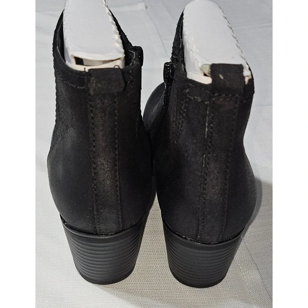 Rockport‎ Dorset Black Leather Ankle Boots Block Heel Side Zip CH0205 Womens 8.5